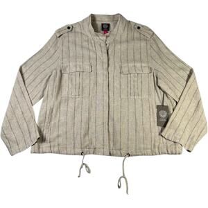 Vince Camuto Safari Jacket Womens L Linen Blend Drawstring Utility NWT